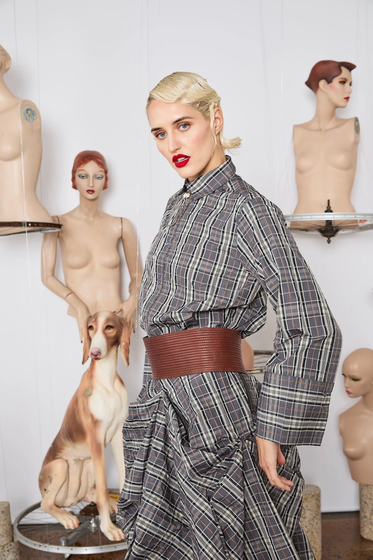MA Daintty Chute Skirt in Grey Check
