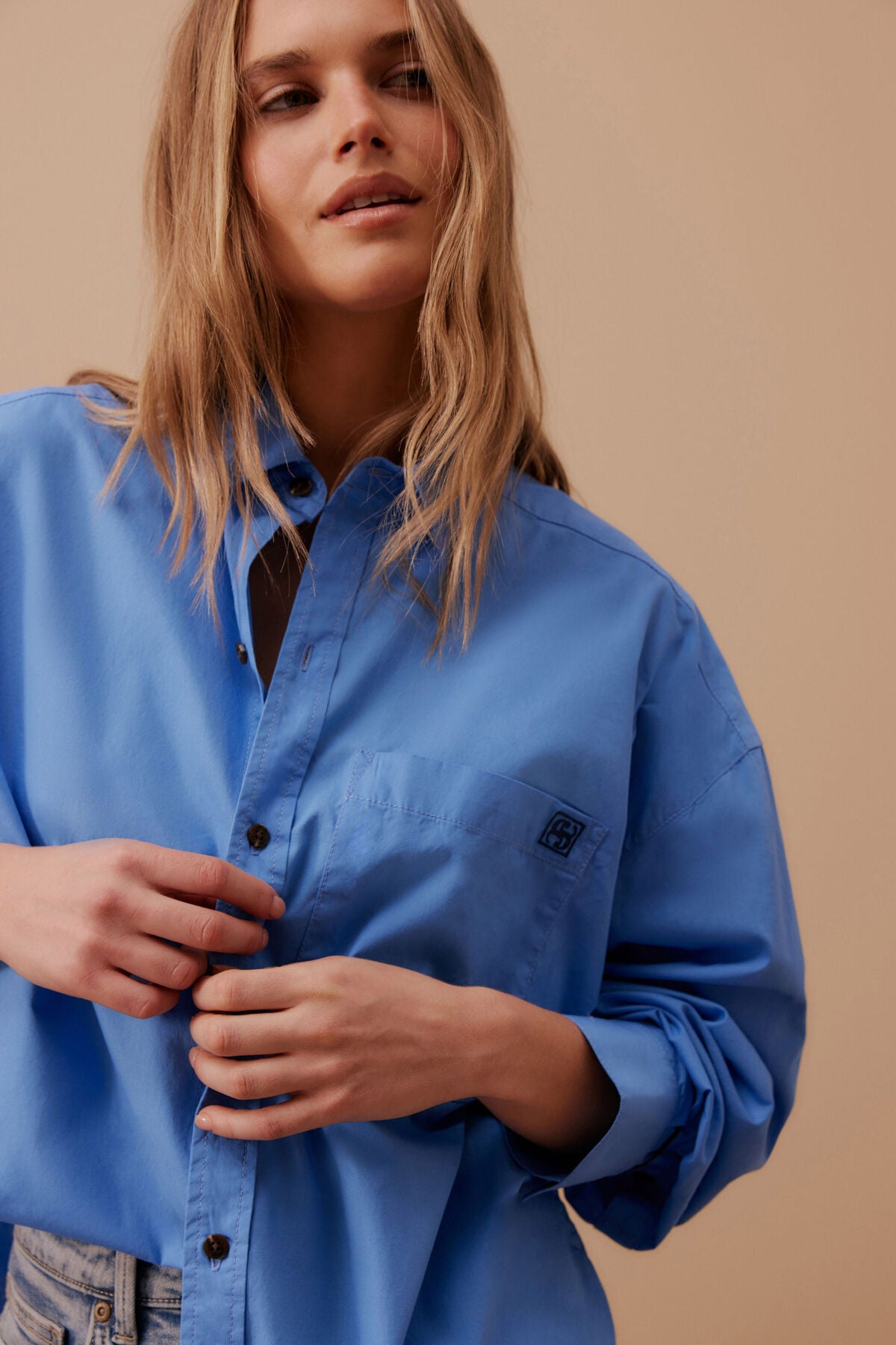 Ceres Life Peta Oversized Shirt in Amalfi Blue