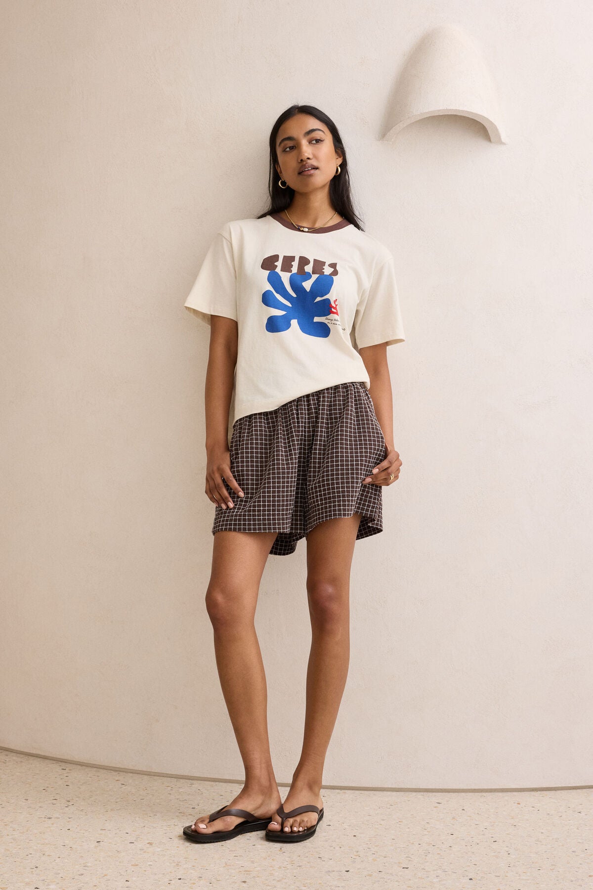Stevie Slouchy Tee inBuff/Ceres Afternoon Print