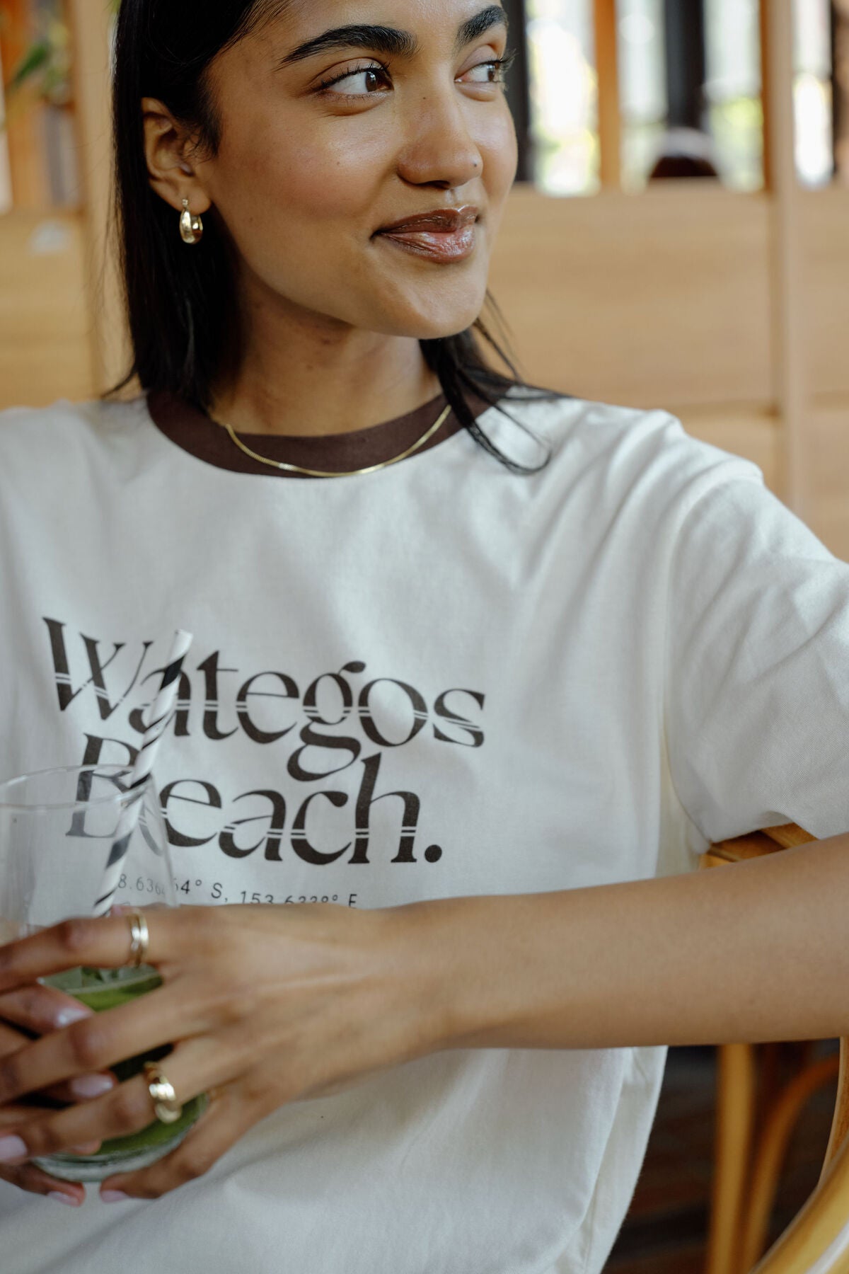 Ceres Life Stevie Slouchy Tee in Buff/Wategos Beach
