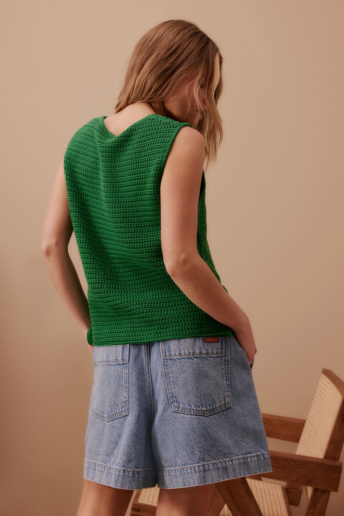 Ceres Life Margot Mesh Tank in Kelly Green