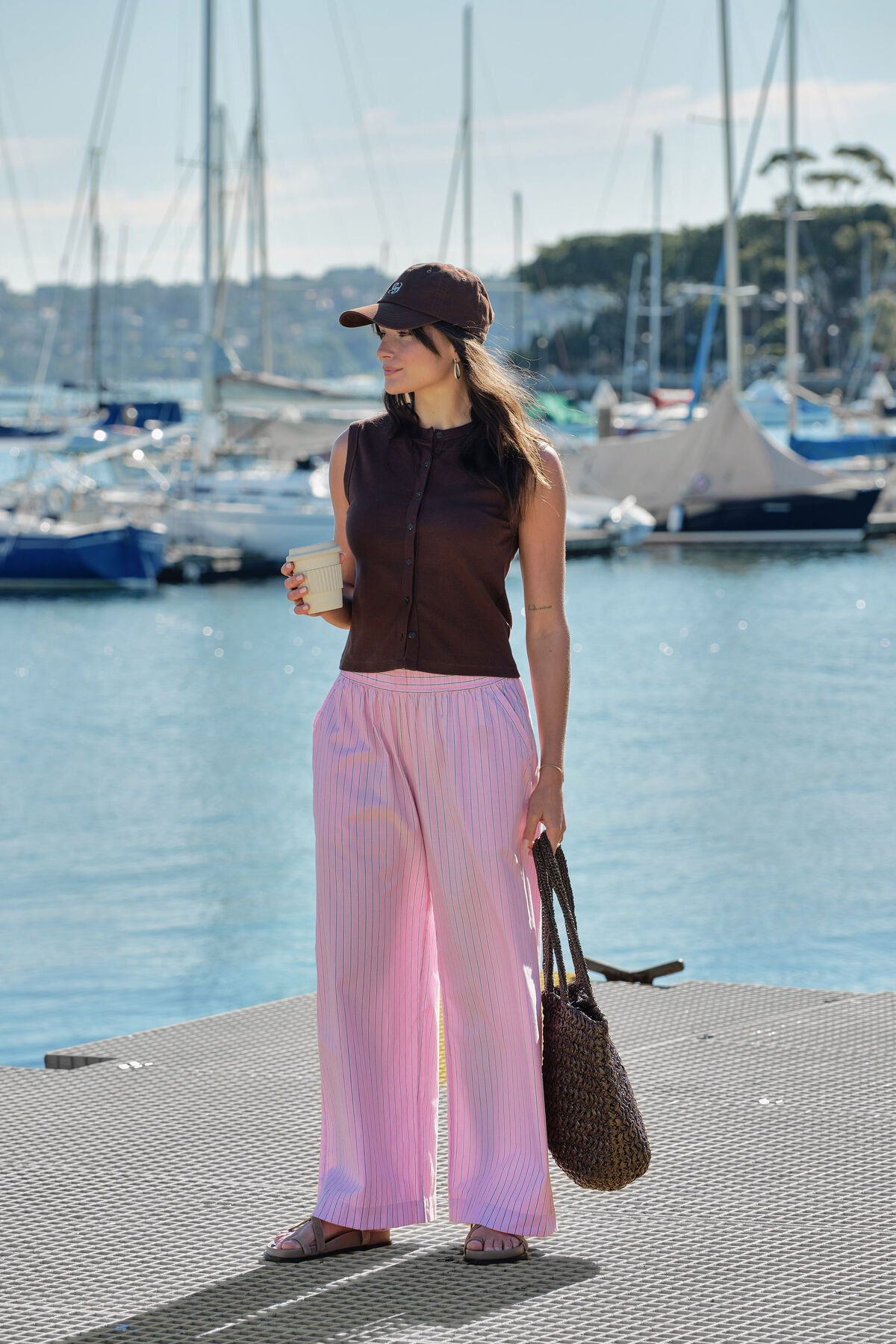 Ceres Life Lounge Pant in Hibiscus Pink Triple Stripe