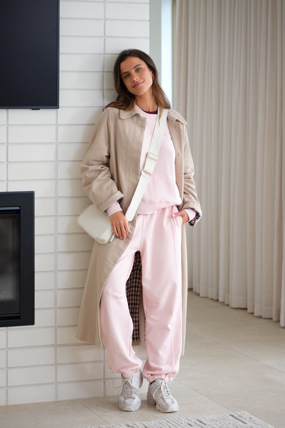 Ceres Life Seamed Tracksuit Pants in Shell Pink
