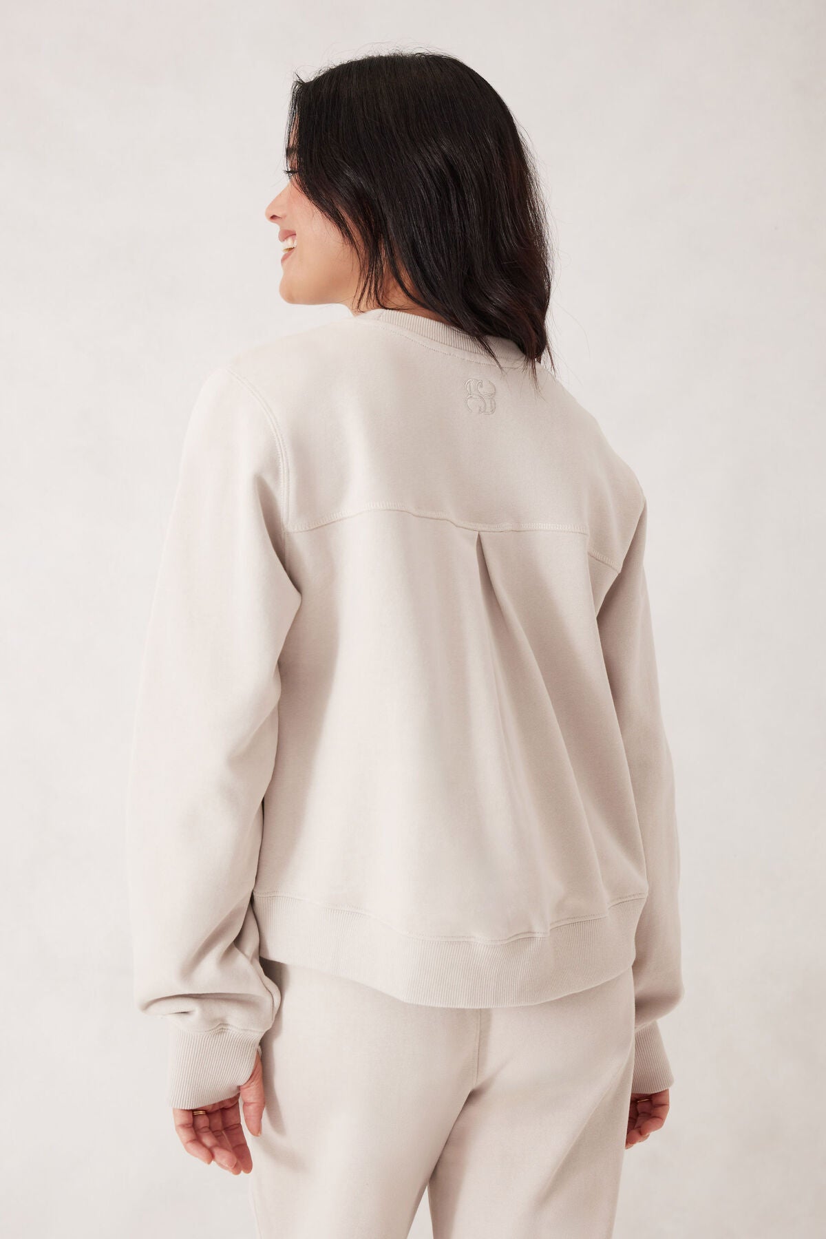 Ceres Life Seamed Fleece Top in Almond