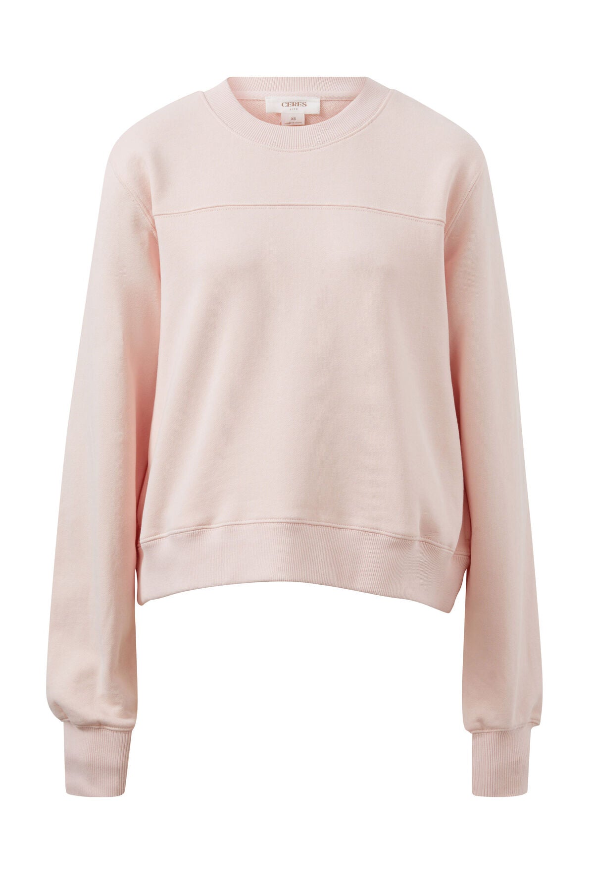 Ceres Life Seamed Fleece Top in Shell Pink