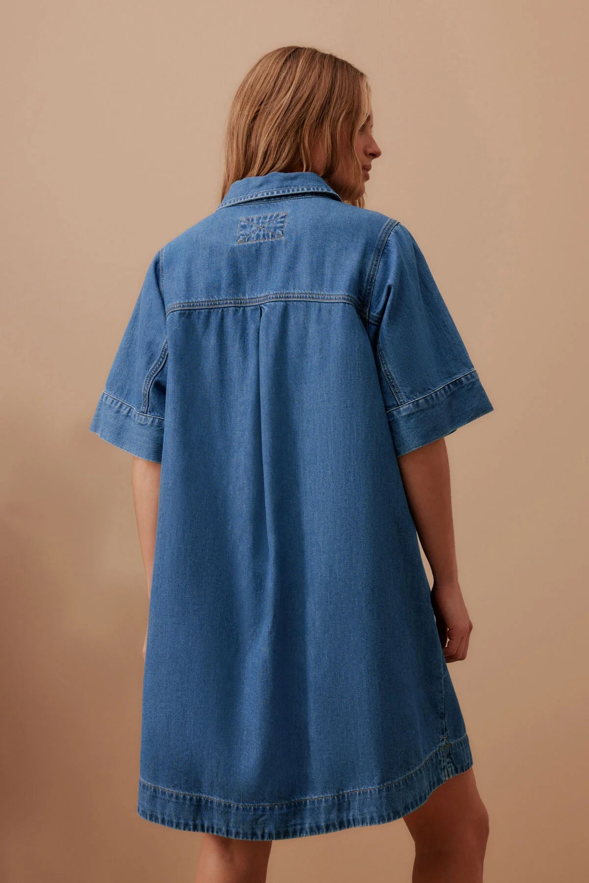 Ceres Life Ava Short Sleeve Yoke Detail Mini Dress