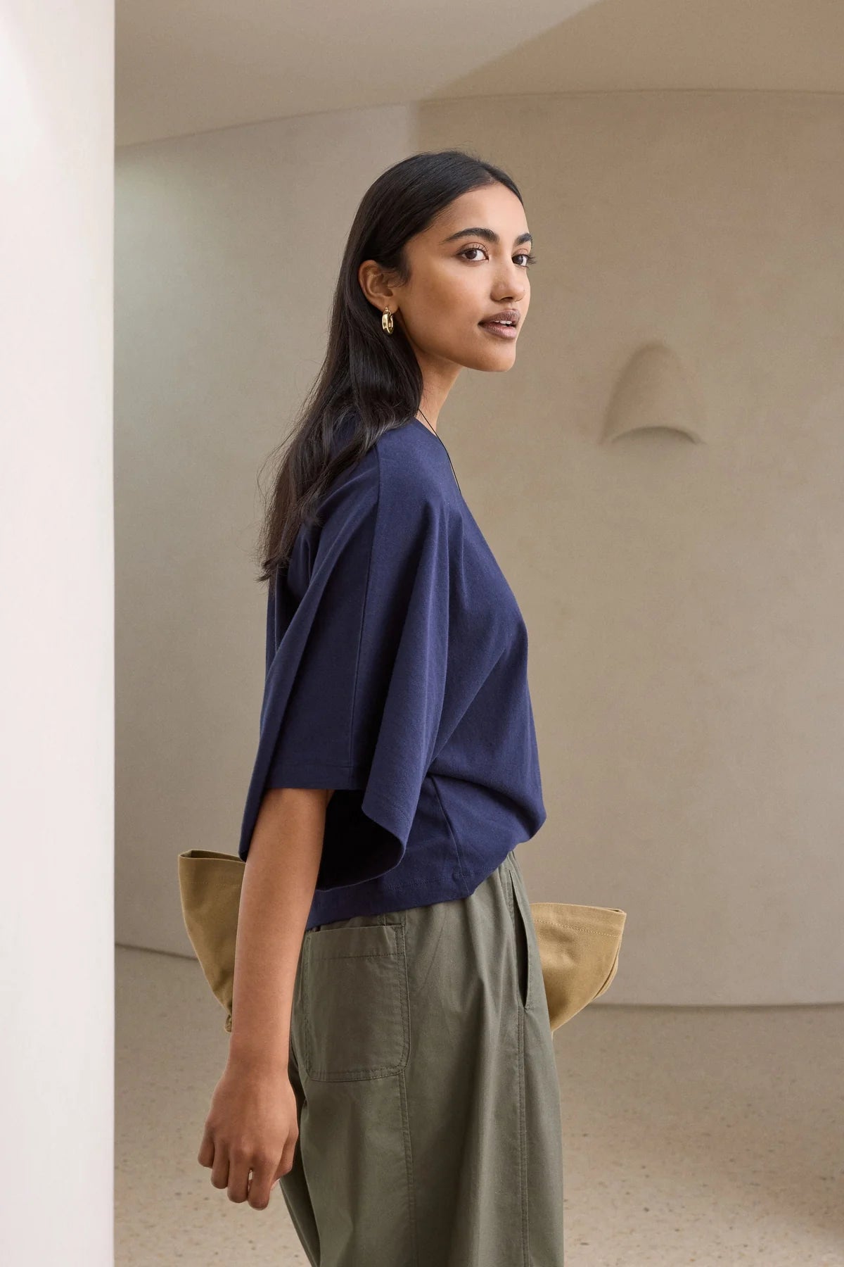 Lucy Relaxed Sleeve Tee in True Navy