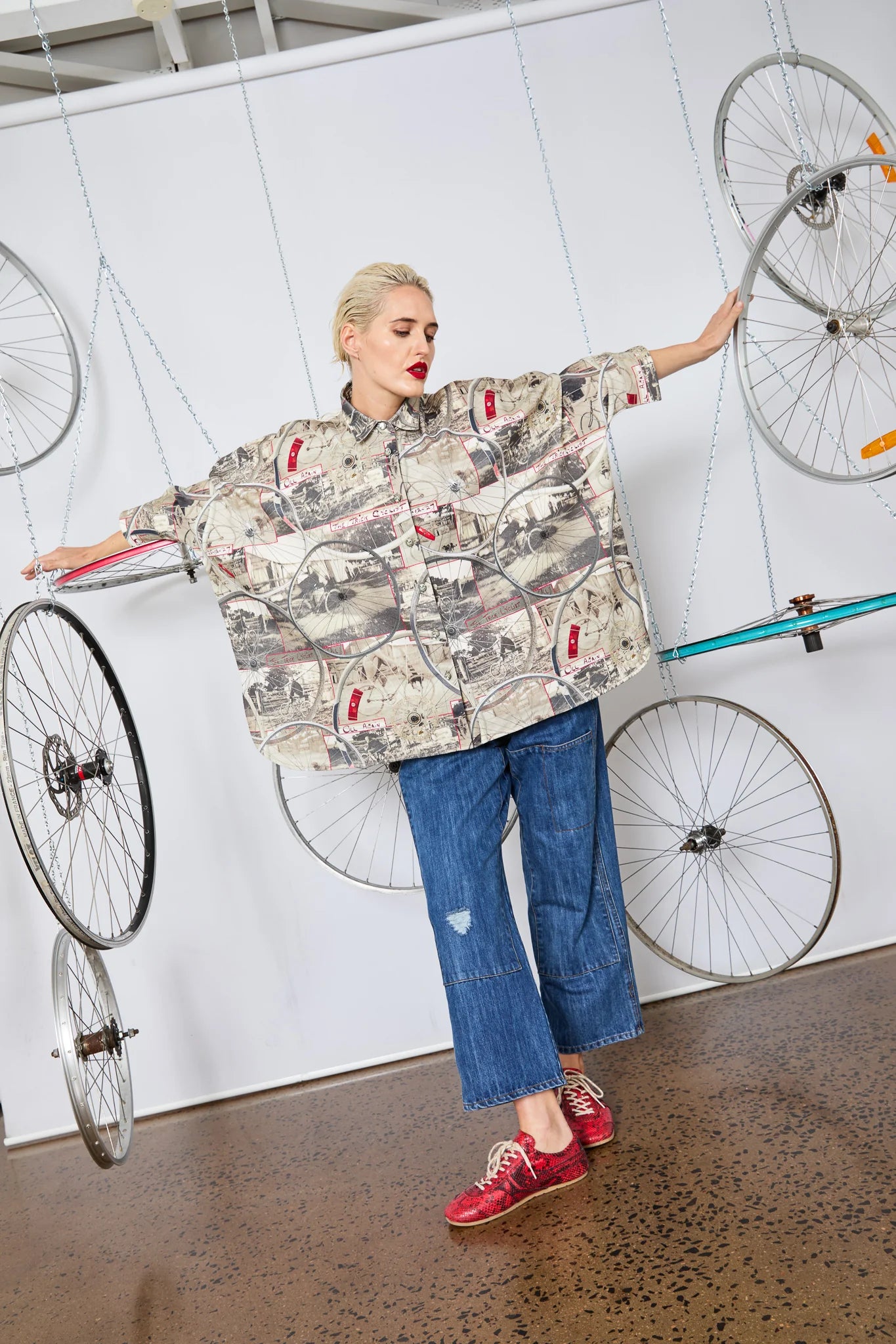 Circular by MA Dainty Trick Cyclist Wheelie Shirt