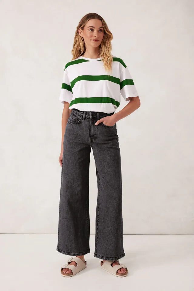 Ceres Life Evie Wide Leg Jean in Washed Black