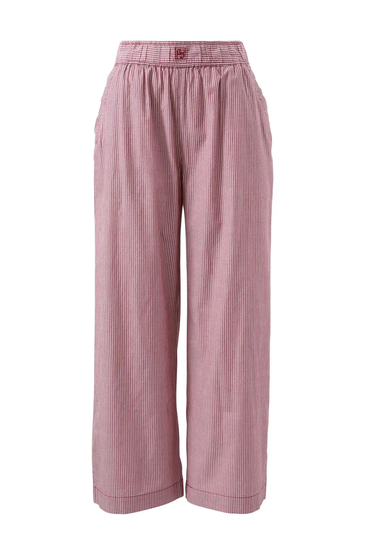 Ceres Life The Lounge Pant Burgundy White Narrow Stripe