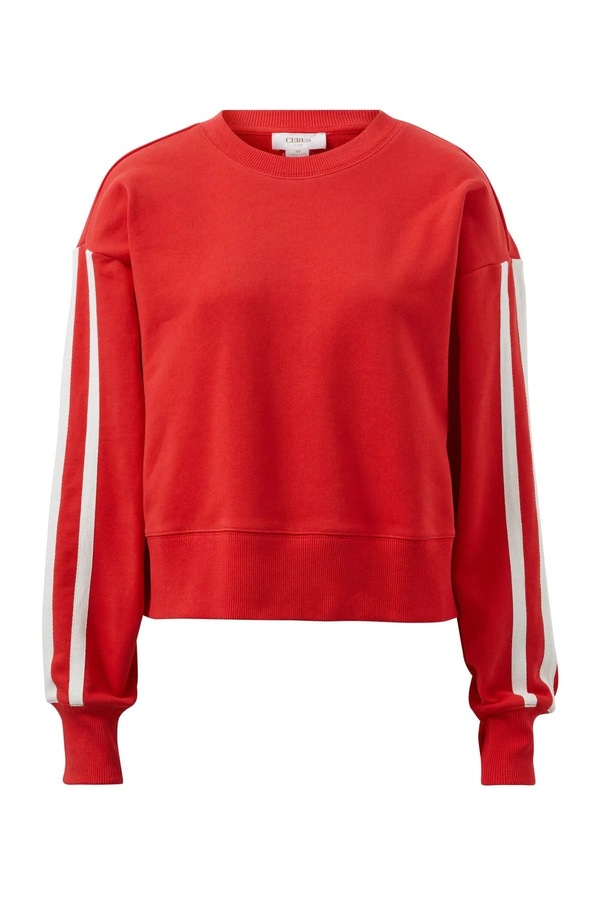Ceres Life Sporty Slouchy Crew Heritage Red Side Stripe