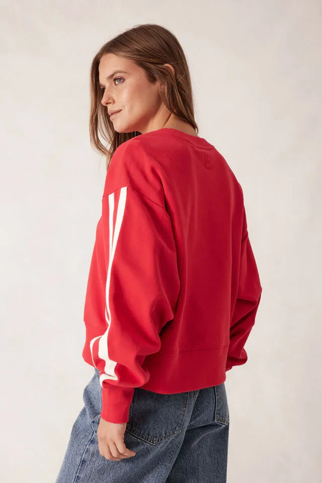 Ceres Life Sporty Slouchy Crew Heritage Red Side Stripe
