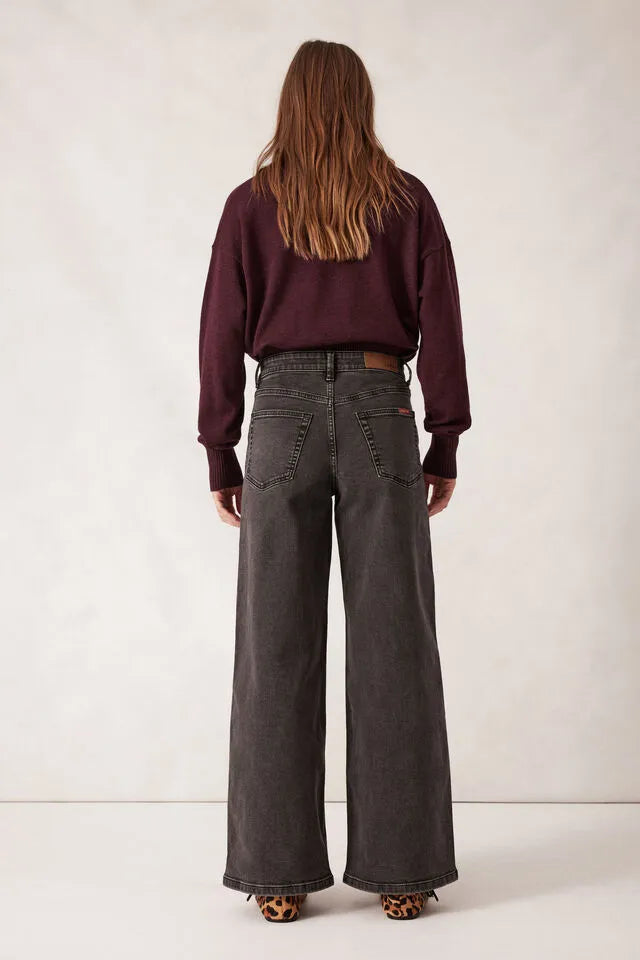 Ceres Life Evie Wide Leg Jean in Washed Black