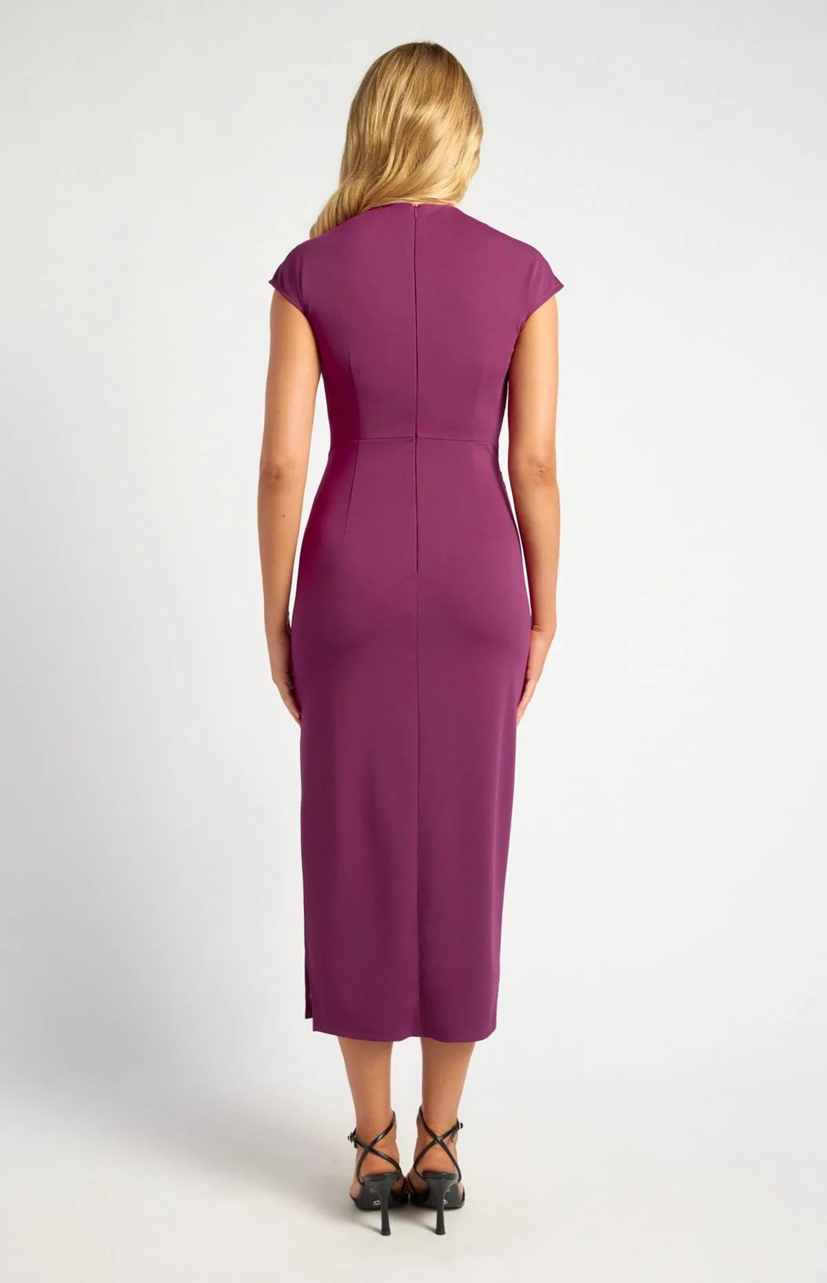 Plum Jersey Cap Sleeve Dress