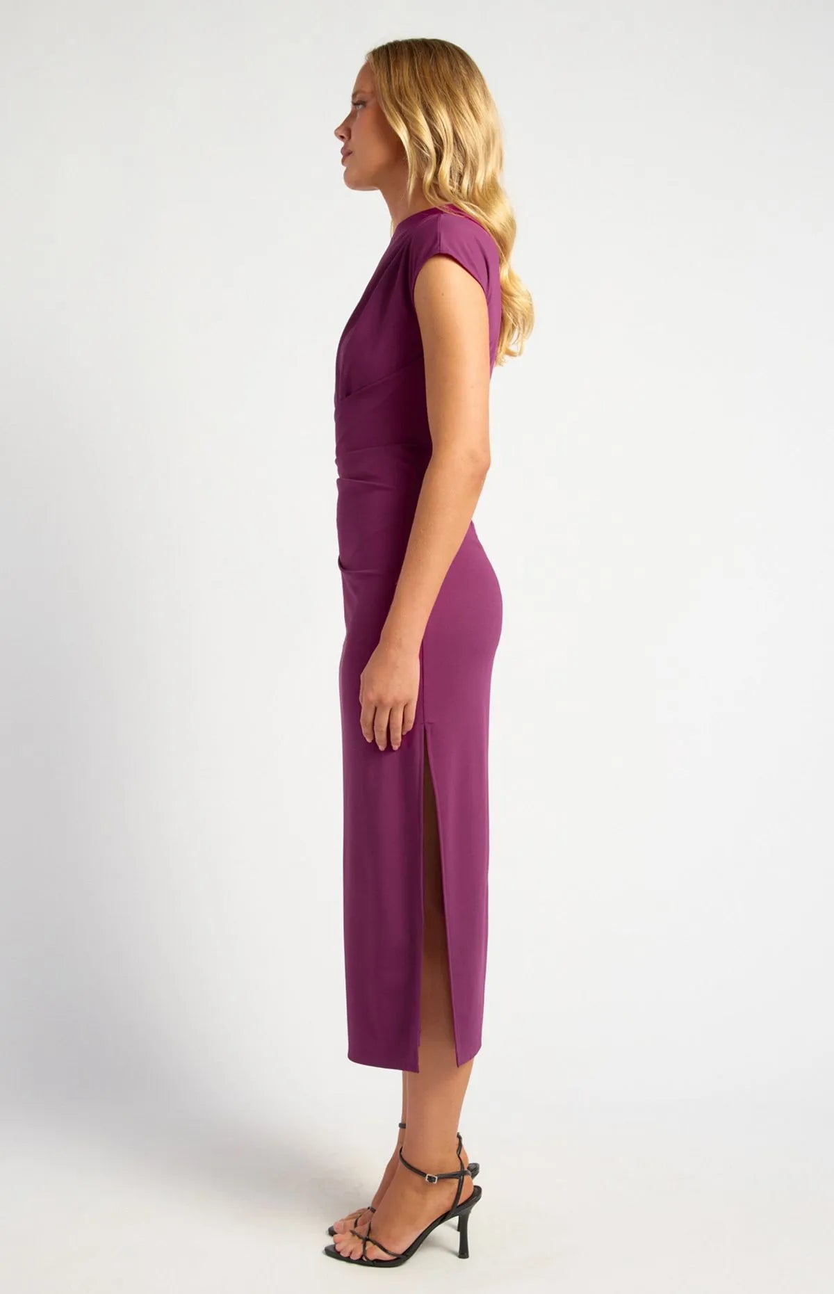 Plum Jersey Cap Sleeve Dress