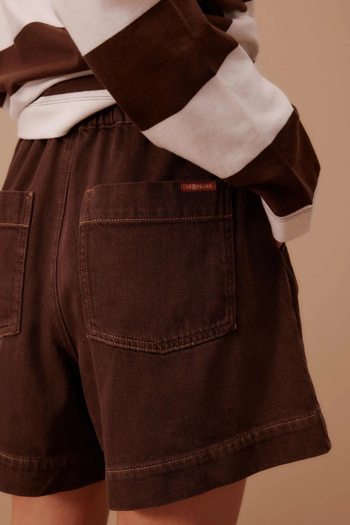 Ceres Life Relaxed Everyday Shorts in Chocolate