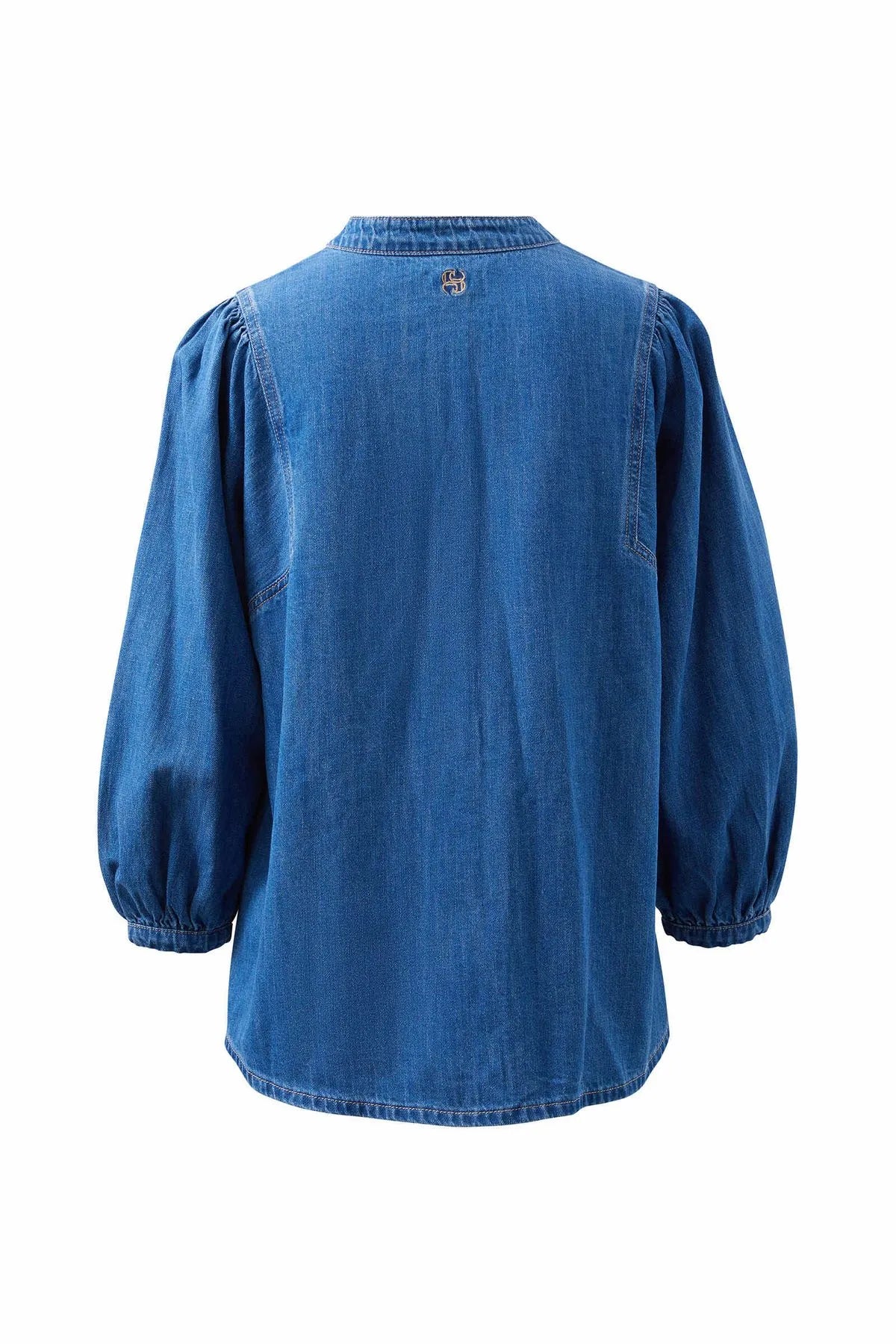Ceres Life puff Sleeve Denim Shirt in True Indigo