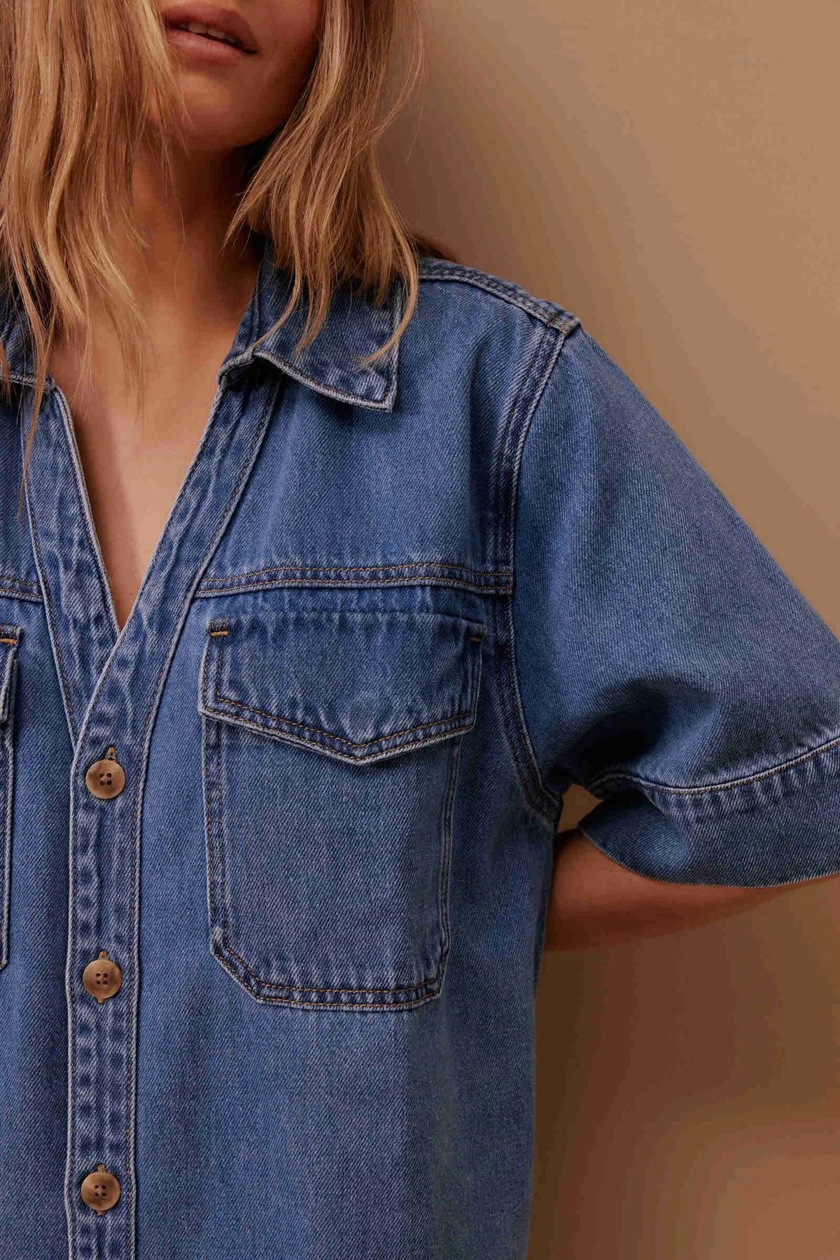 Ceres Life Sammy Relaxed Shirt Dress in Fresh Indigo
