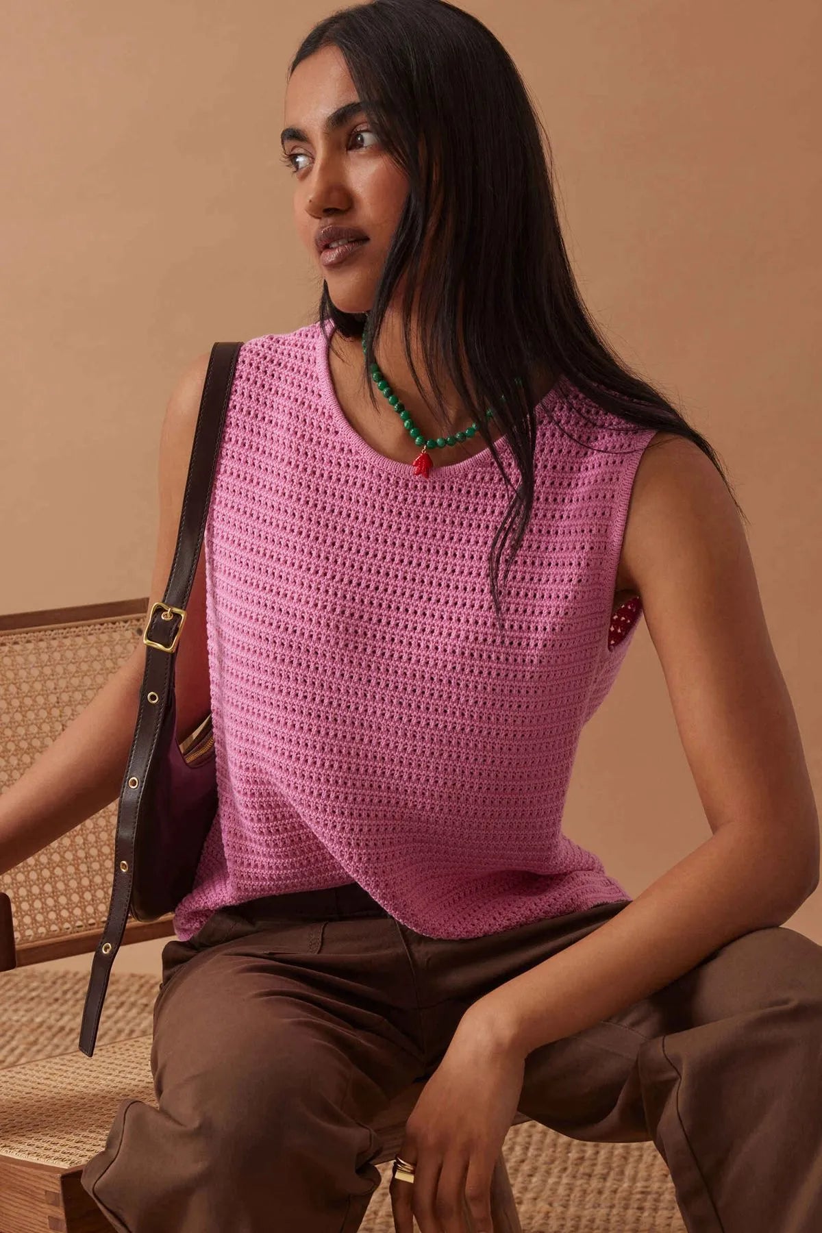 Ceres Life Margot Mesh Tank in Hibiscus Pink