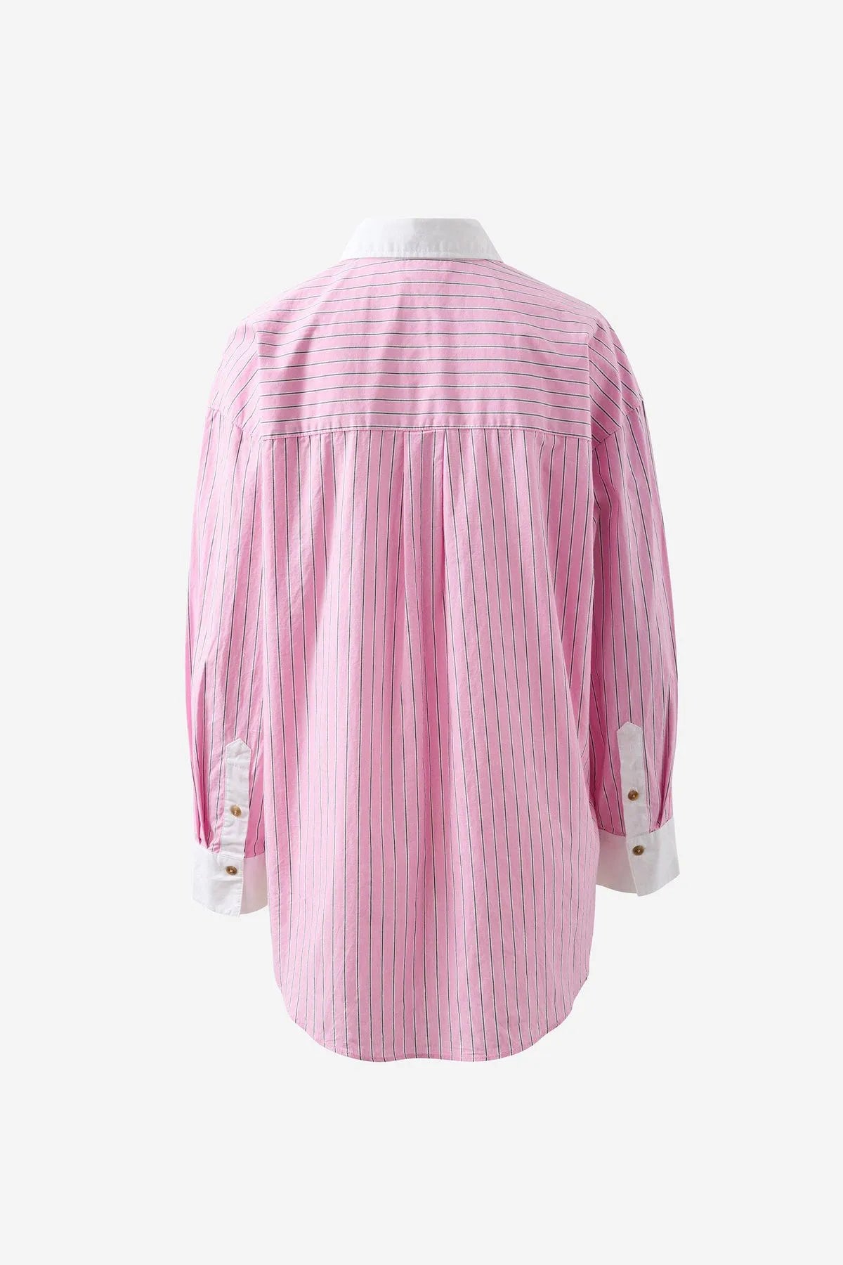 Ceres Life Peta Oversized Shirt in Hibiscus Triple Stripe White Collar