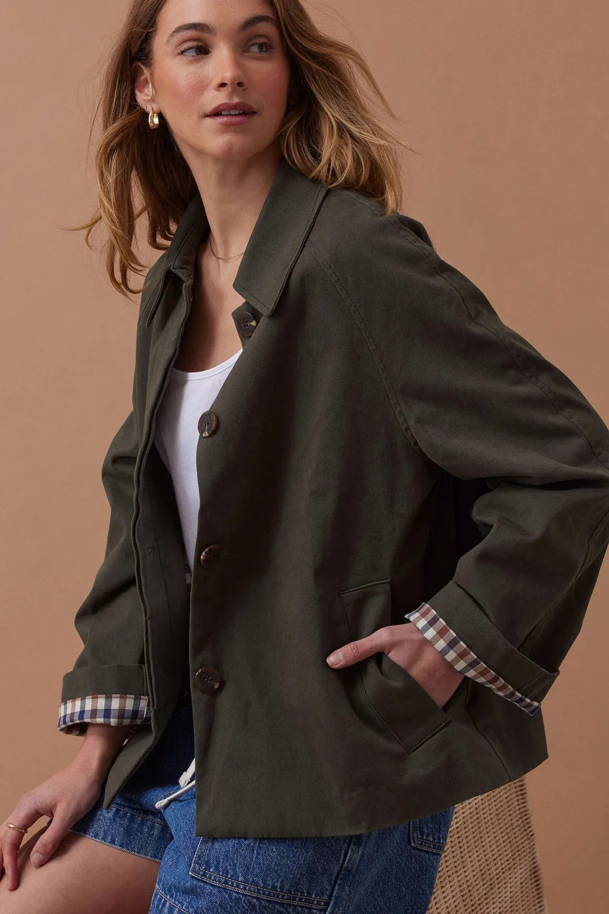 Ceres Life Pia Spring Coat in Olive