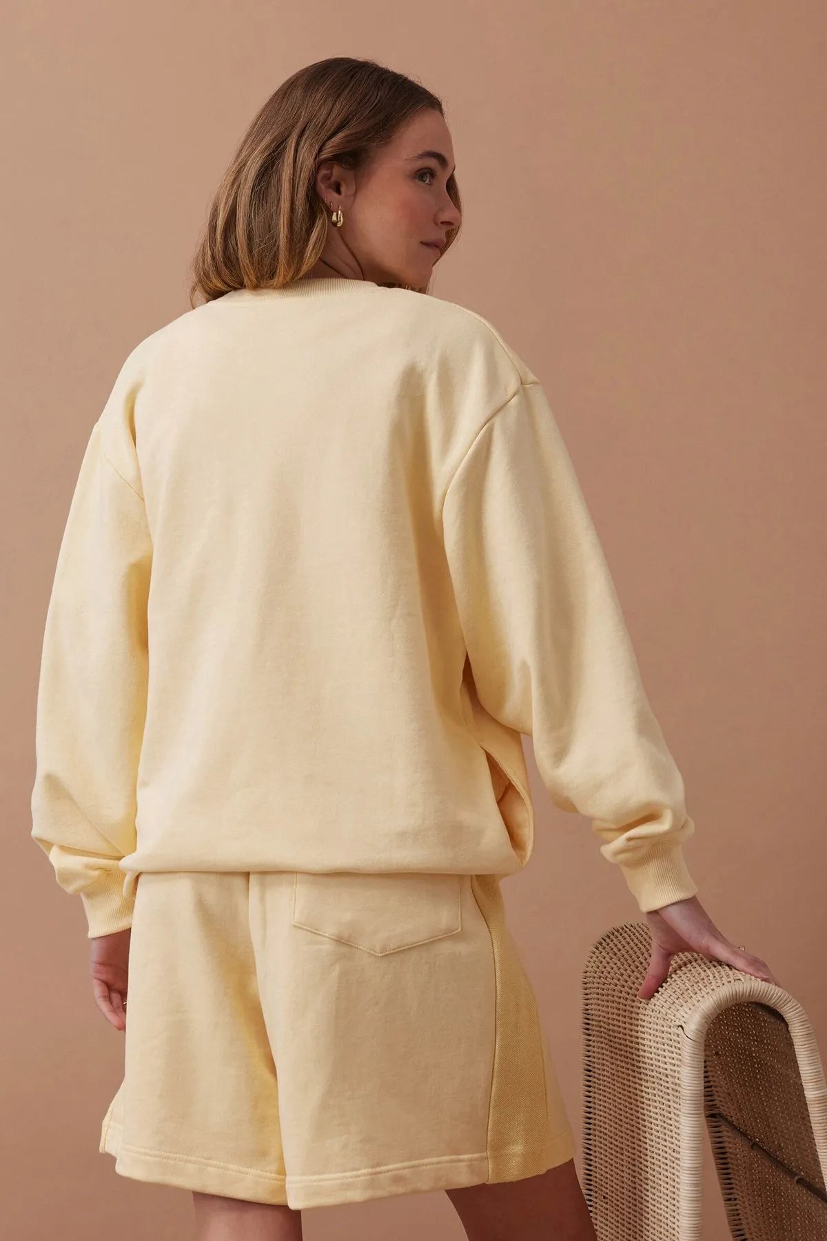 Ceres Life Isla Oversized Crew in Sunny Yellow Heritage Logo