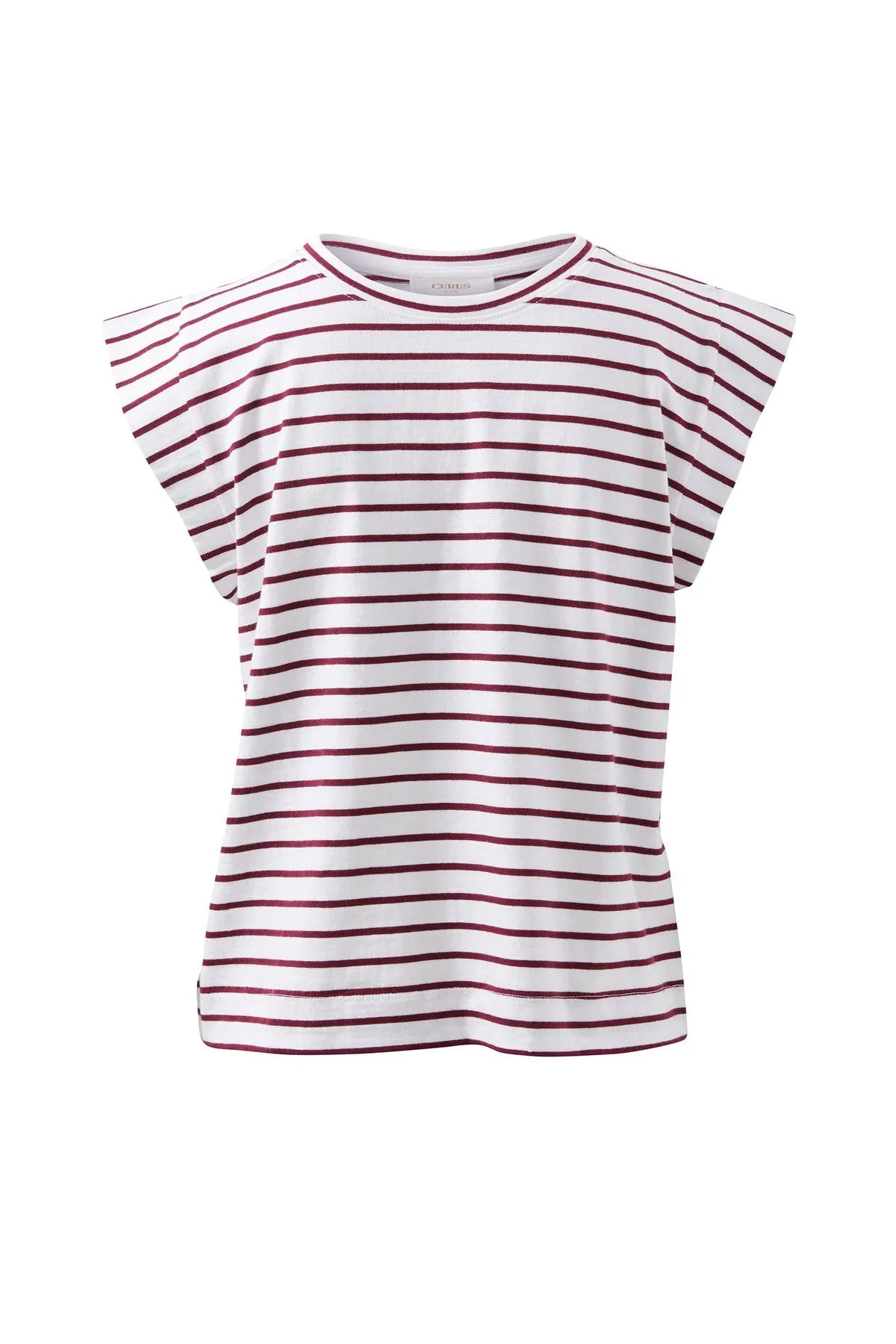 Ceres Life EXTENDED SHOULDER TEE/WHITE/POMEGRANATE STRIPE