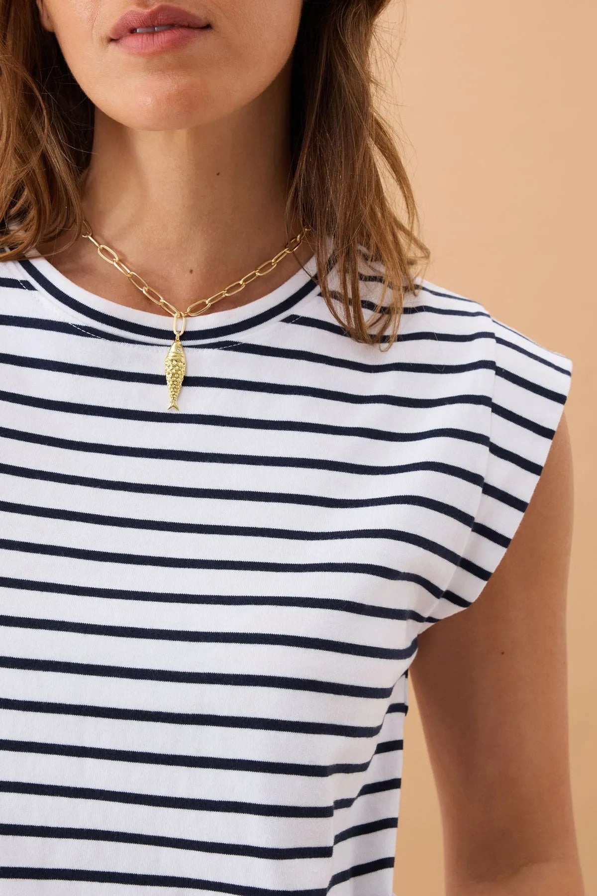Ceres Life EXTENDED SHOULDER TEE/WHITE/FRENCH NAVY STRIPE