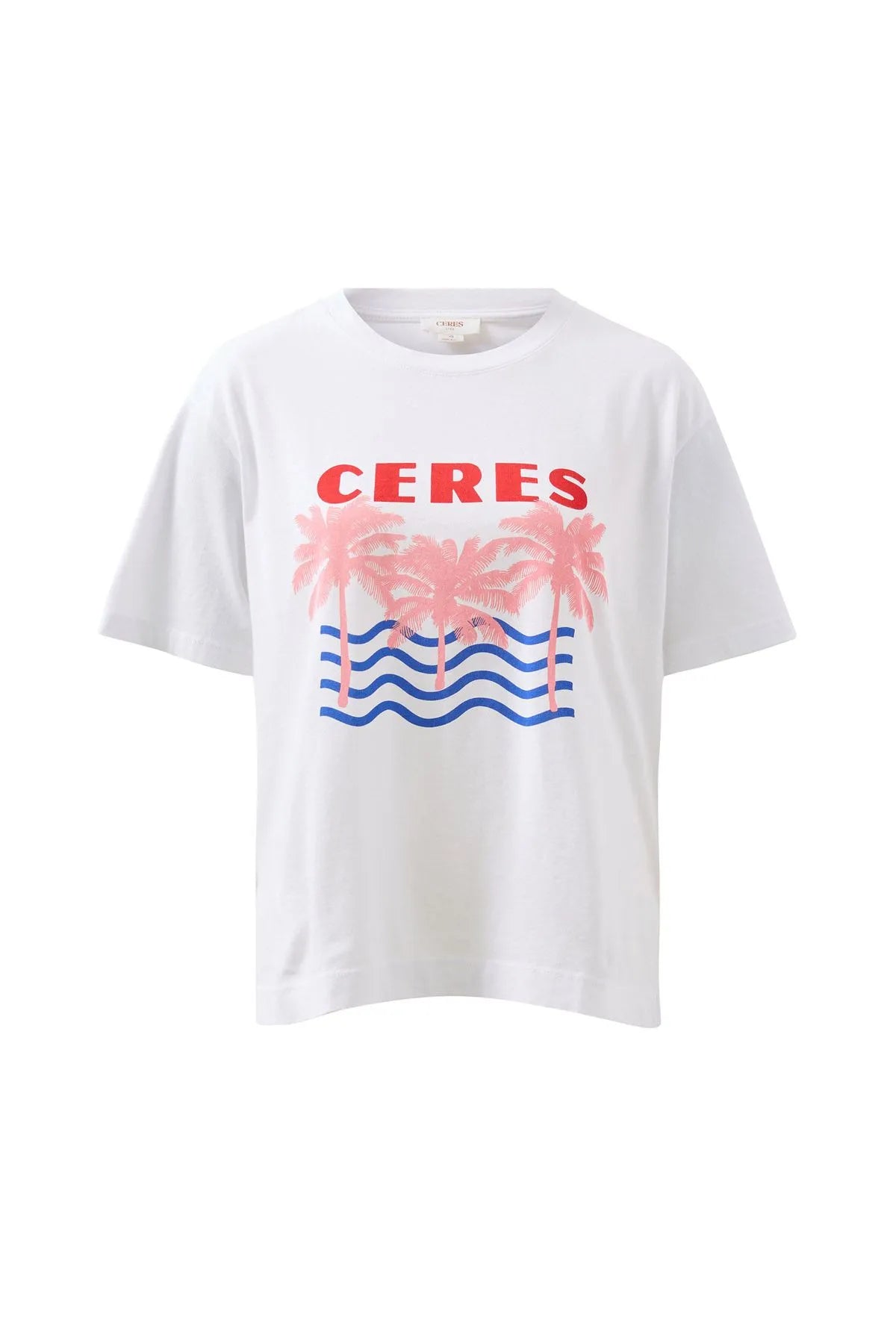 Ceres Life Stevie Slouchy Tee in White Ceres Retro Palms