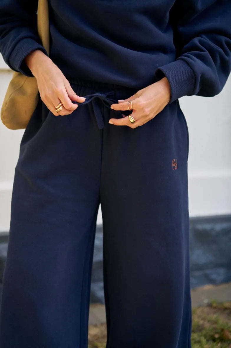 Ivy Wide Leg Tracksuit Pants in Heritage Navy