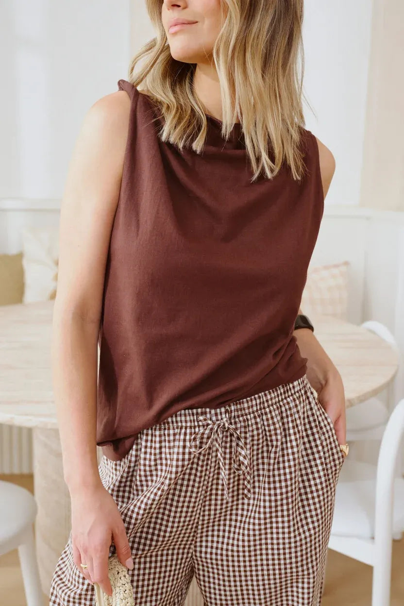 Tahlia Twist Tank in Chocolate