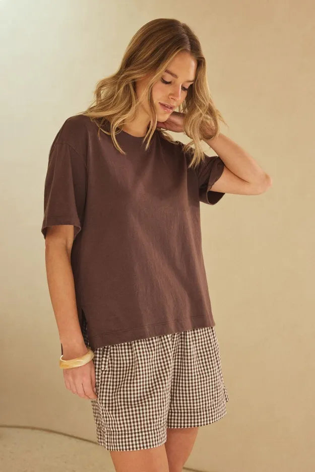 Stevie Slouchy Tee in Chocolate