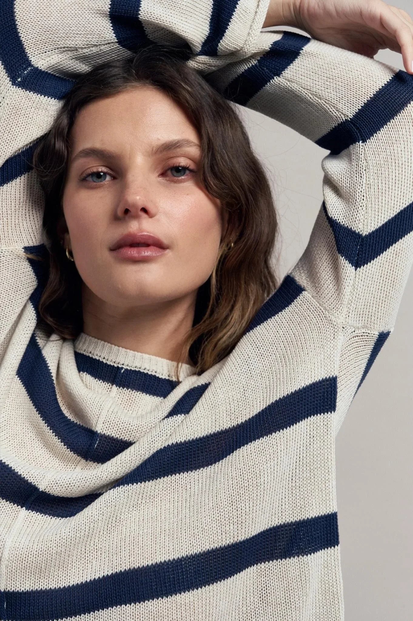 Little Lies Ivy Knit Natural and Navy Stripe