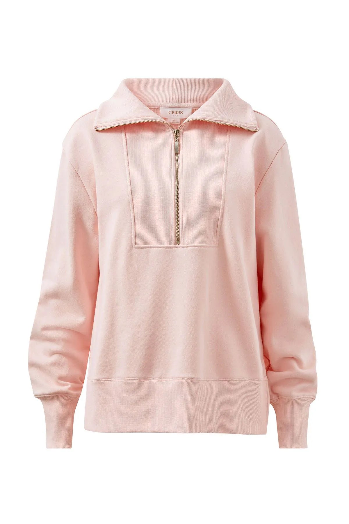 Ceres Life Isabella Half Zip Sweat in Shell Pink