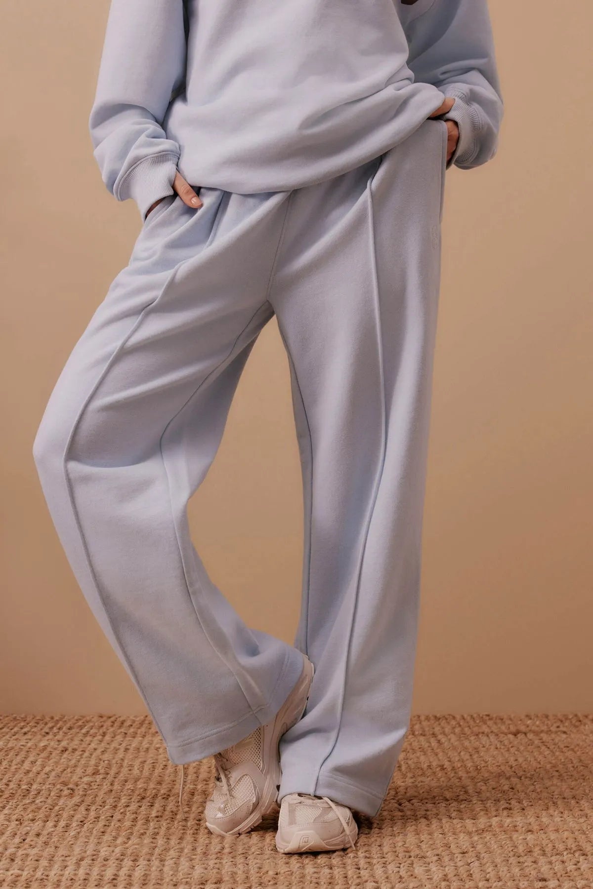 Ceres Life Gracie Pintuck Tracksuit Pants in Chalk Blue