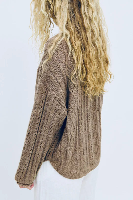 Little Lies Curved Cable Knit Jumper