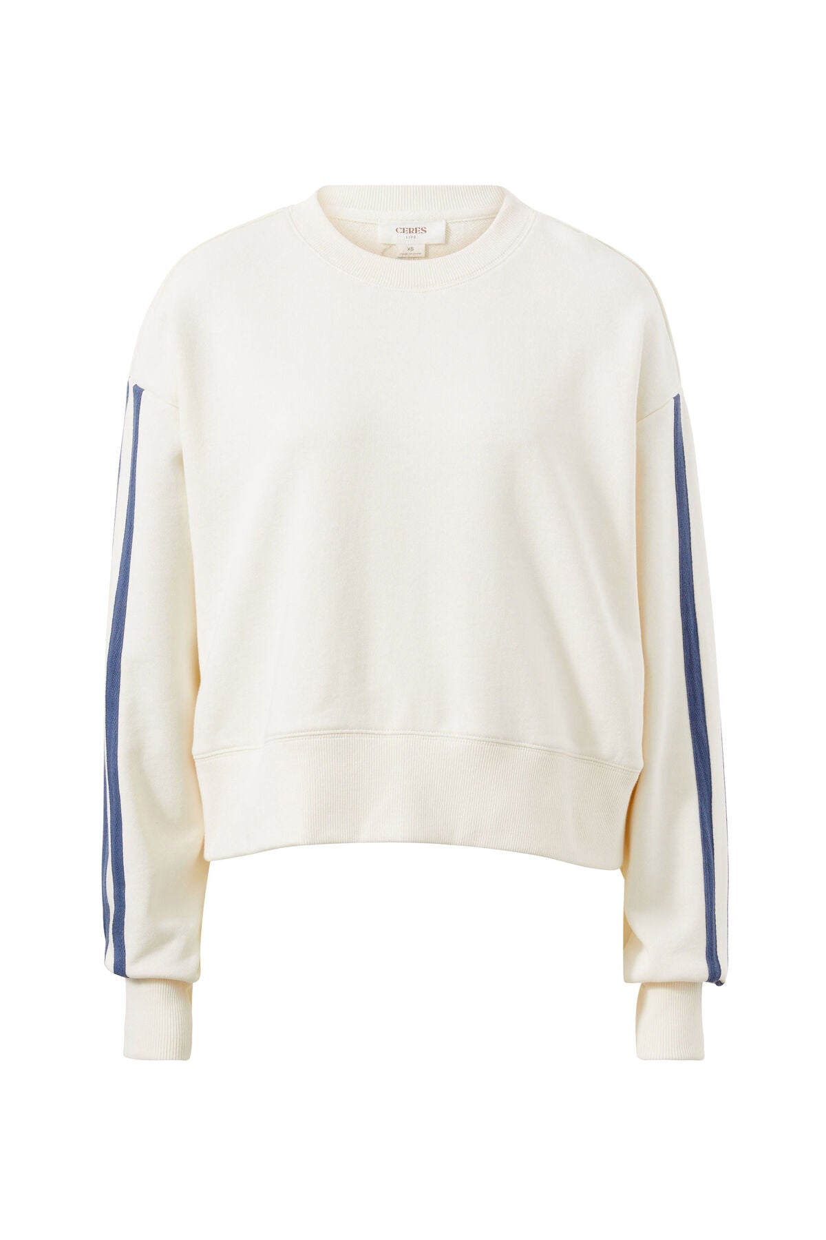 Ceres Life Sporty Slouchy Crew in Winter White Stripe