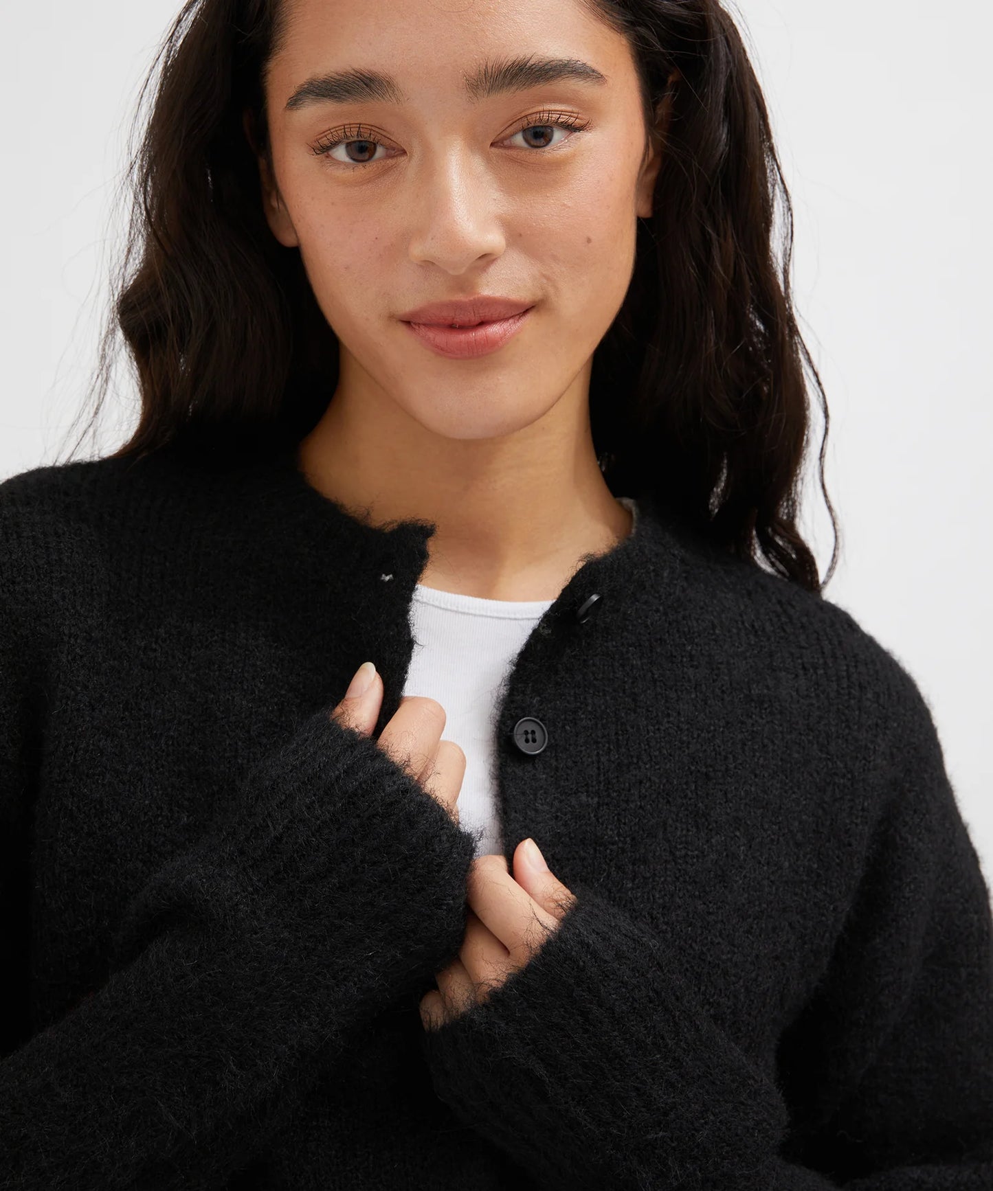 Holiday Shop Fluffy Cardigan in Black