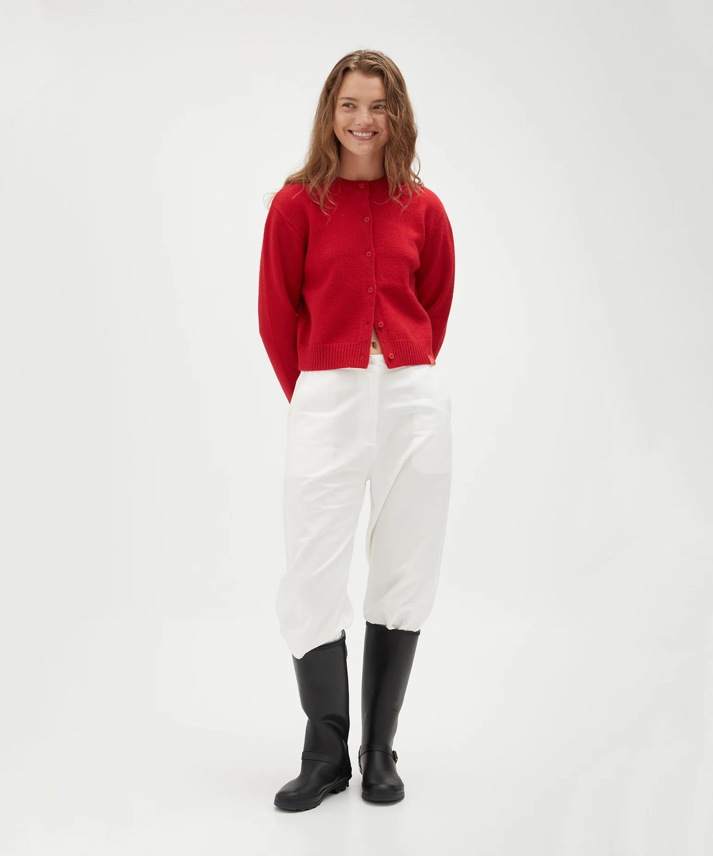 Holiday Shop Crew Neck Red Cardigan