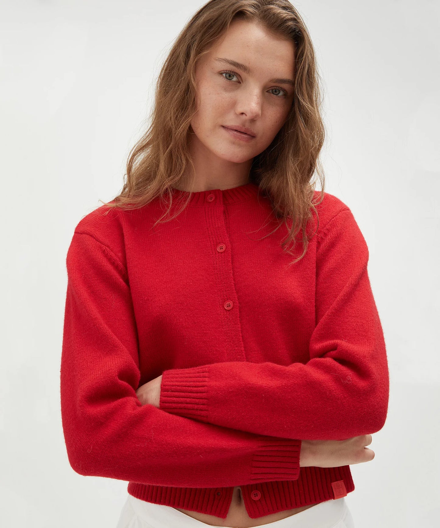 Holiday Shop Crew Neck Red Cardigan