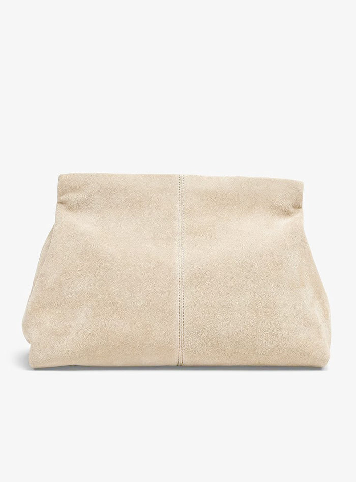 Becca Suede Clutch Bag in Beige