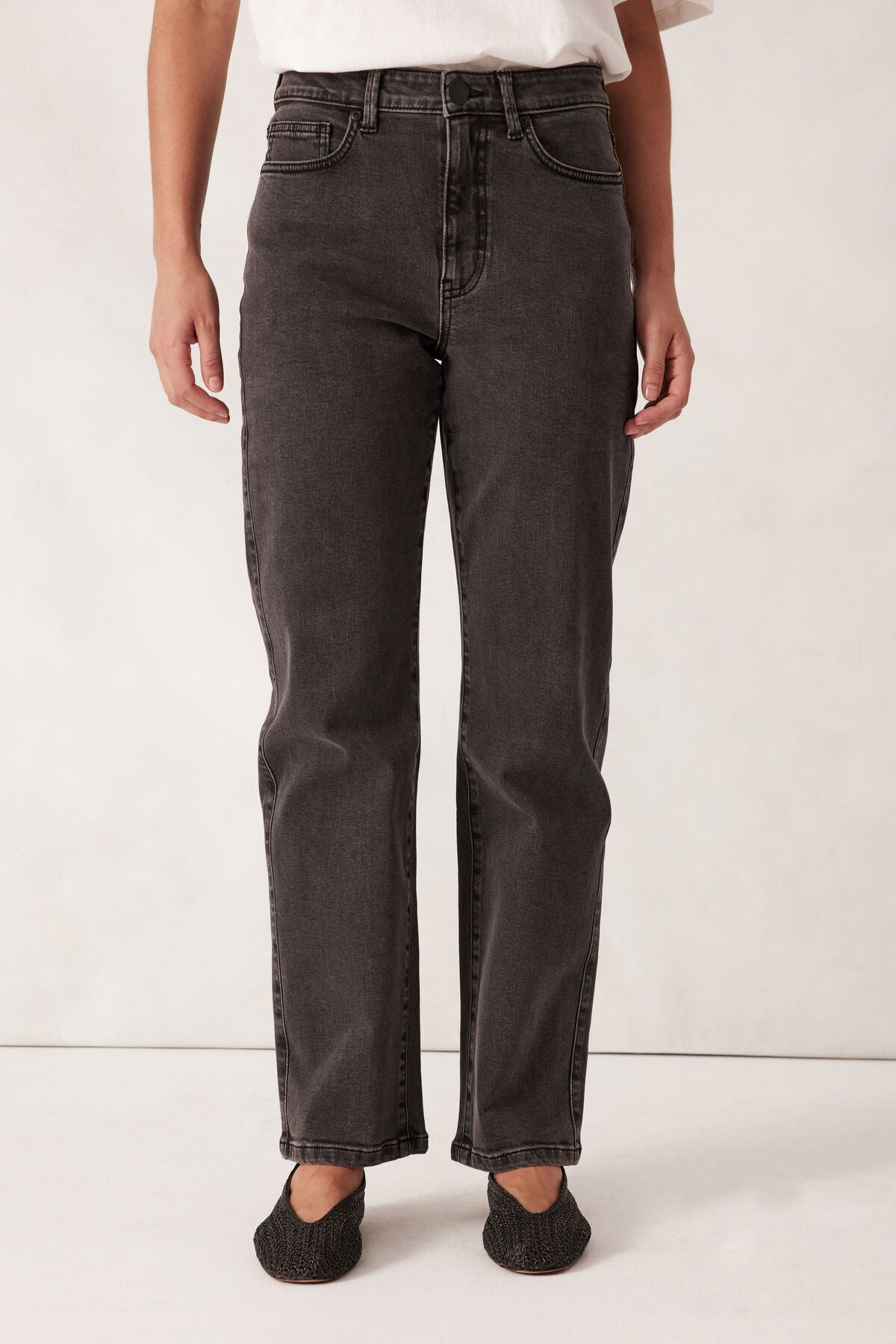 Ceres Life Blake Straight Leg Jeans in washed black