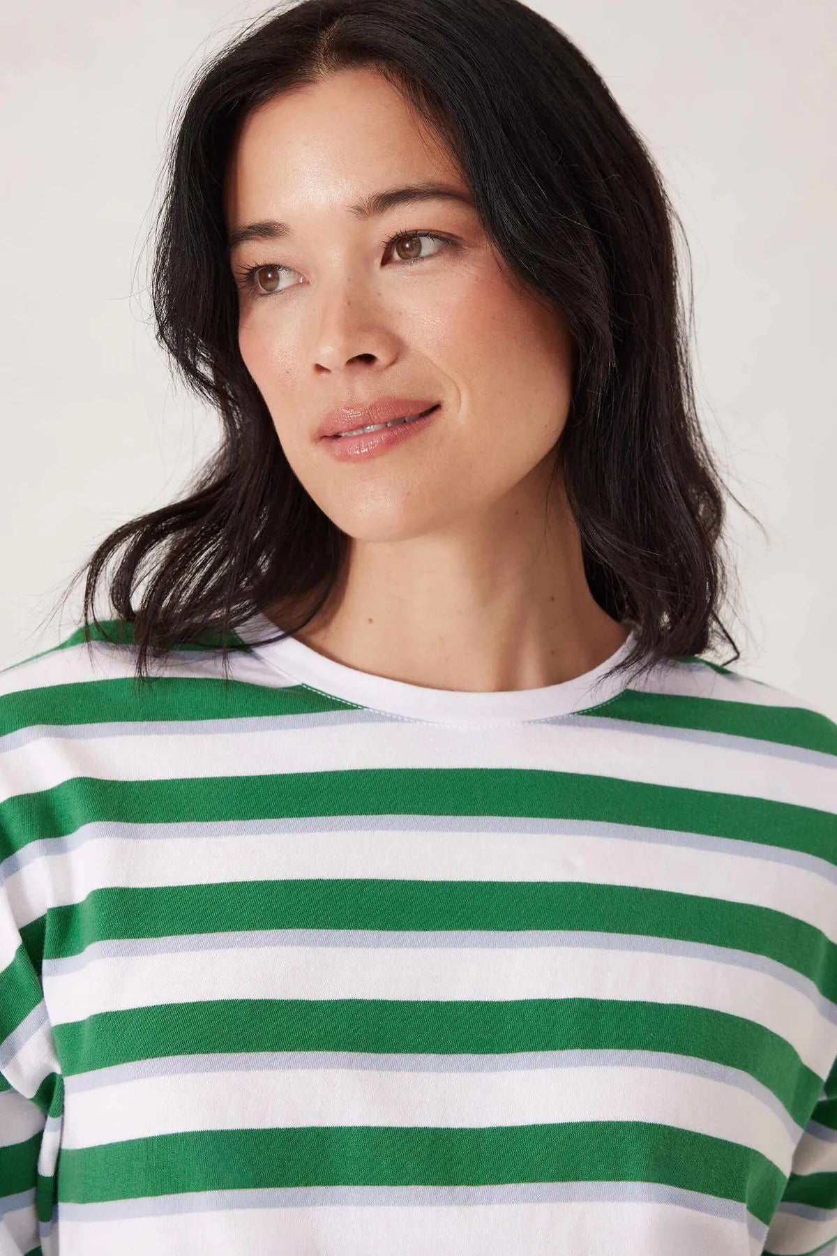 Ceres Life Slouchy Long Sleeve Tee -Kelly Green Stripe