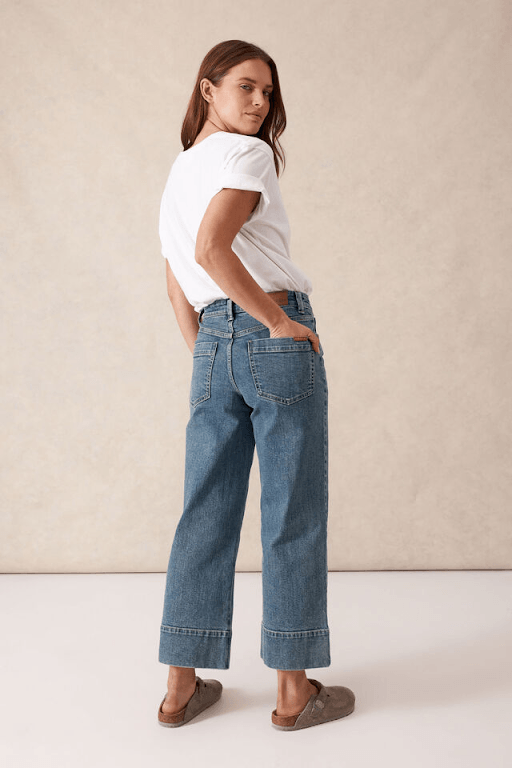 Ceres Life Jude Wide Leg Cropped Jean in Mid Indigo