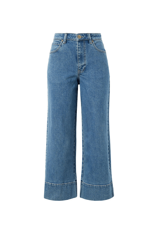 Ceres Life Jude Wide Leg Cropped Jean in Mid Indigo