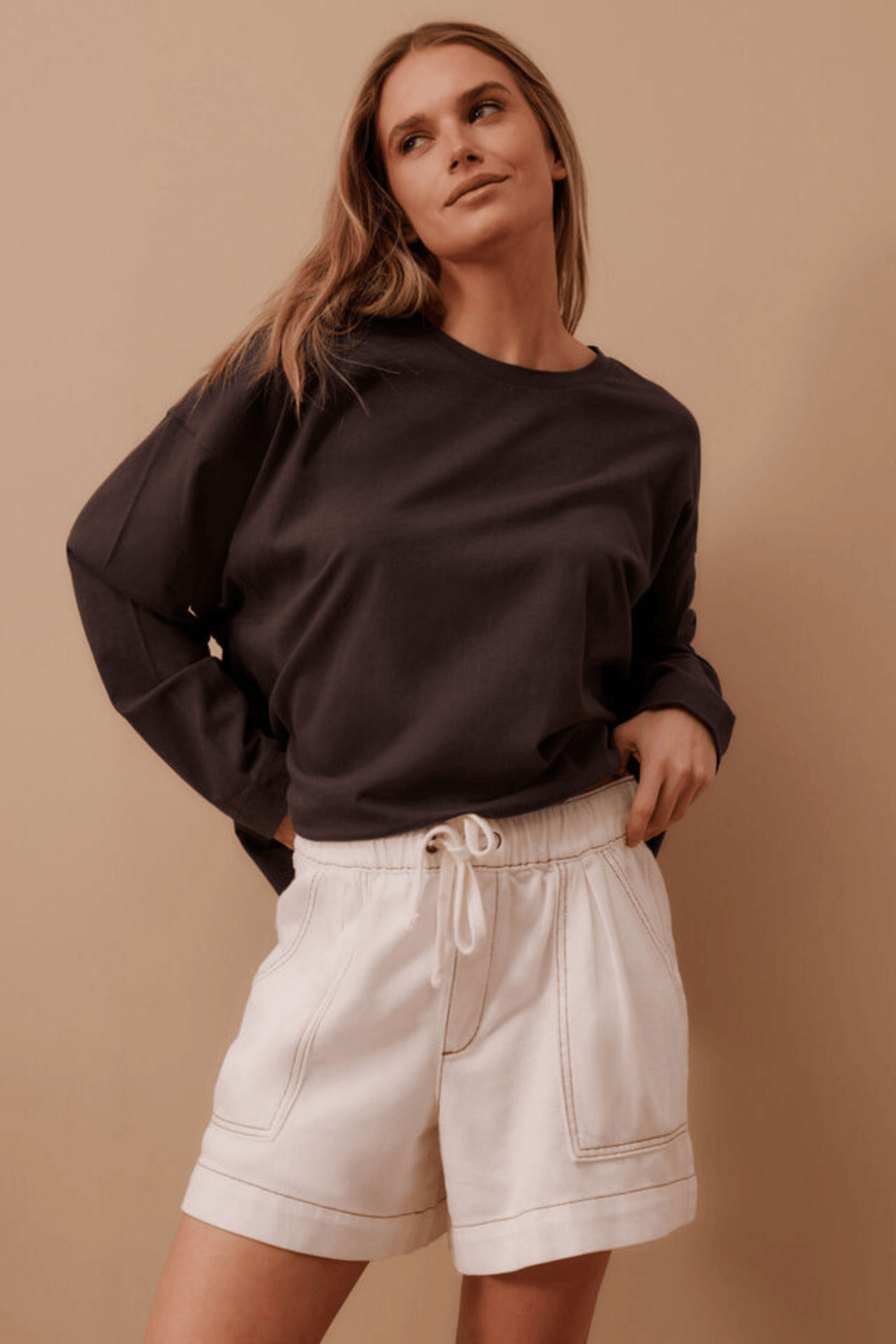 Ceres Life Darcy Everyday Short in Ecru Twill