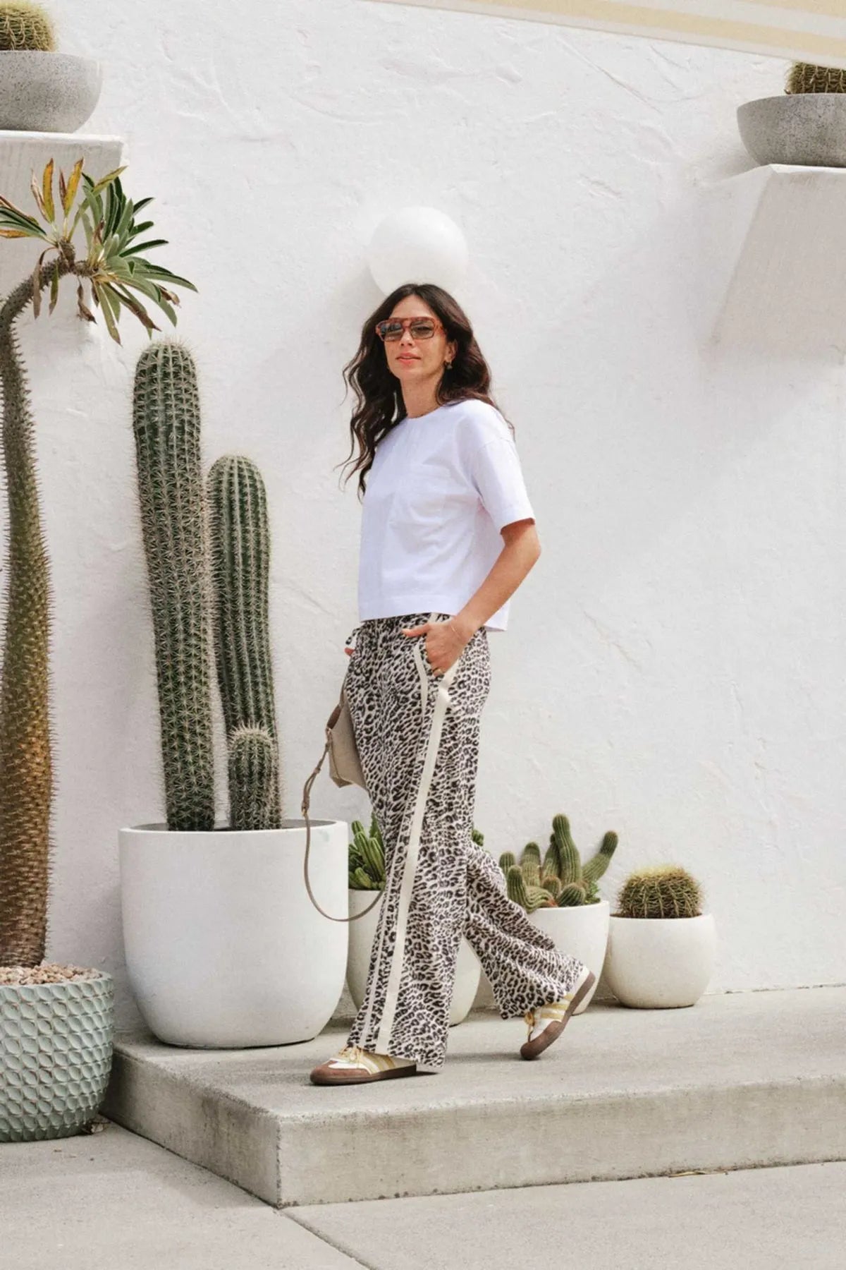 Ceres Life Relaxed Drawstring Pant in Leopard Linen Blend