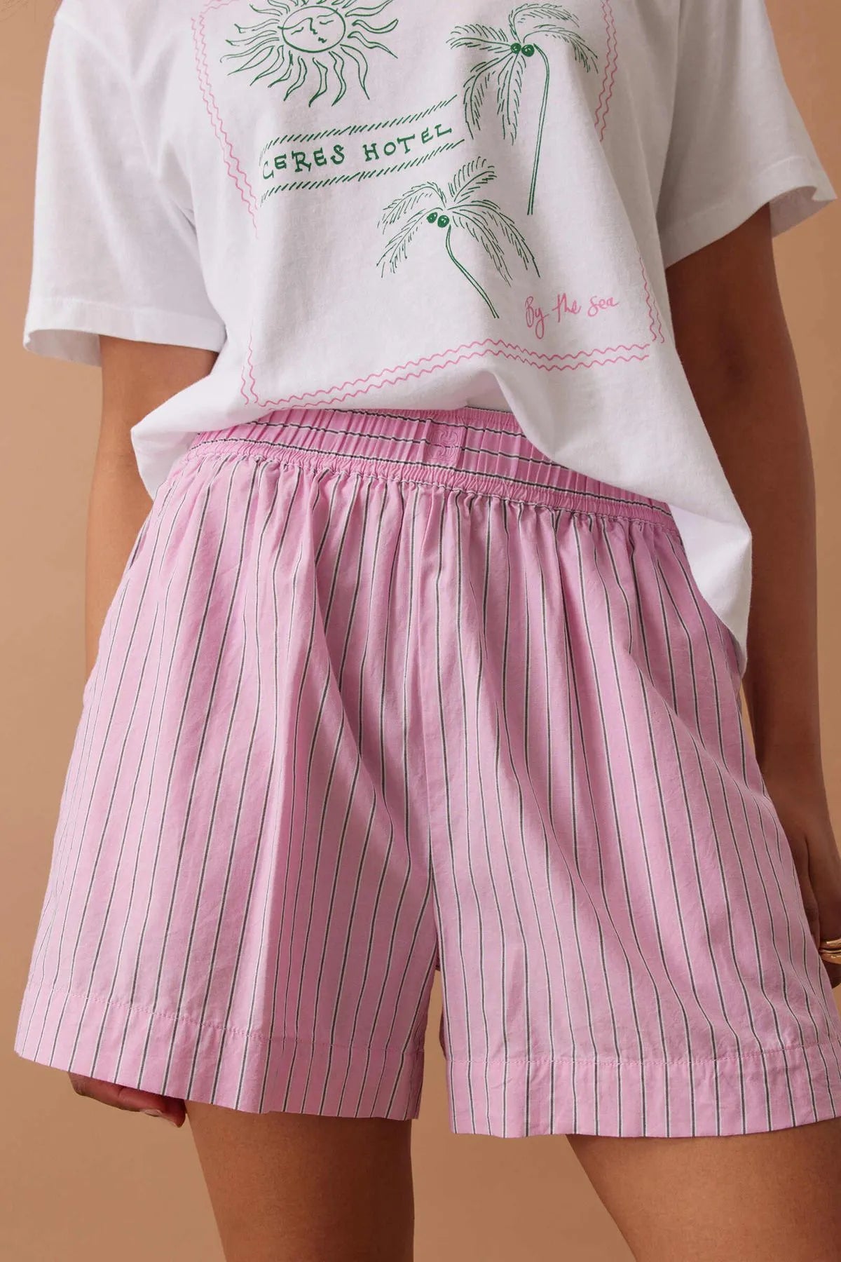 Ceres Life Mila Short in Hibiscus Pink Triple Stripe