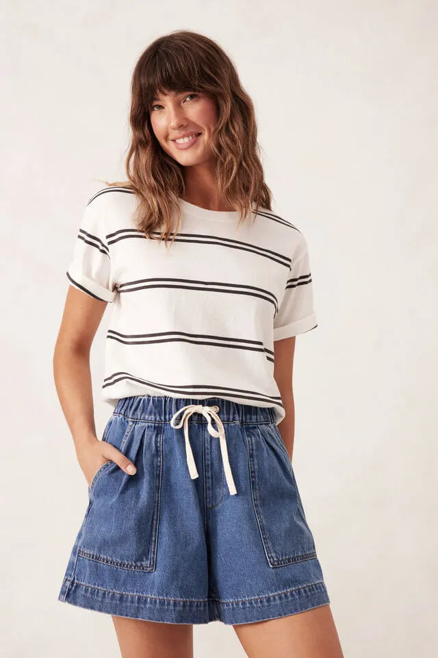 Ceres Life Relaxed Everyday Shorts in Washed Indigo