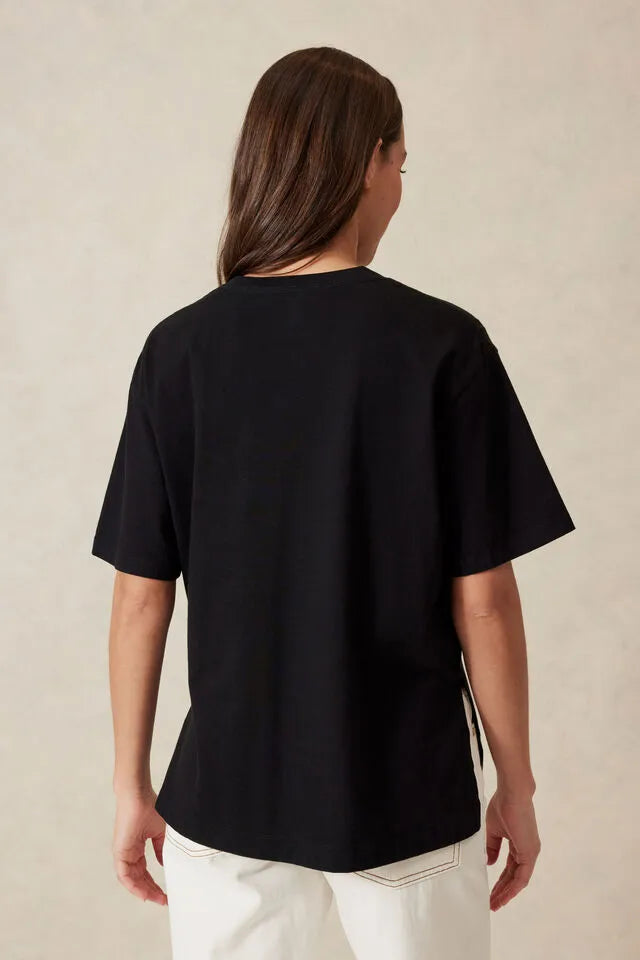 Ceres Life Stevie Slouchy Tee in Black